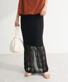 Green Parks 透かし柄ニットレースＩラインスカート