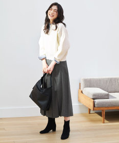 ANY 【手洗い可/ウエストゴム】タックワイドパンツ