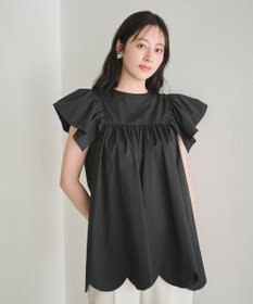 #Newans 【イージーケア】スカラップヘムチュニックブラウス