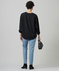 ICB L 【洗える】ジョーゼットジャージー 異素材コンビプルオーバー