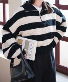 WEGO ハーフジップショートニットプルオーバー