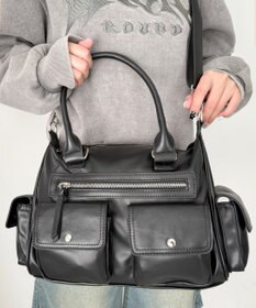 WEGO ポケットデザインボストンショルダー