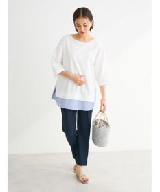 Green Parks 裾ドッキングレイヤー風７分袖プルオーバー