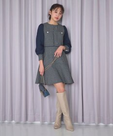 Feroux 【洗える】ツイードコンビミディ ワンピース
