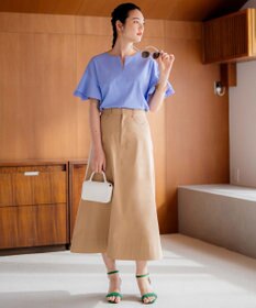 組曲 【汗ジミ防止・撥水】GIZAプレーティング天竺袖フリル カットソー