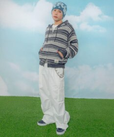 WEGO 【ユニセックス着用ITEM】シャギーボーダーニットパーカー