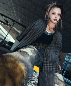 WEGO 【ユニセックス着用ITEM】ブリーチチェックロゴシャツ（SS）