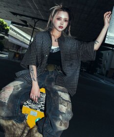 WEGO 【ユニセックス着用ITEM】ブリーチチェックロゴシャツ（SS）