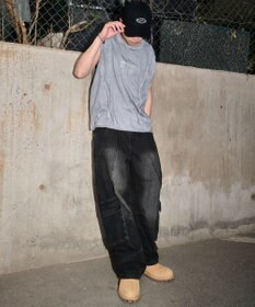 WEGO 【ユニセックス着用ITEM/MLサイズ展開】コールドダイスウィッチングロゴノースリーブ