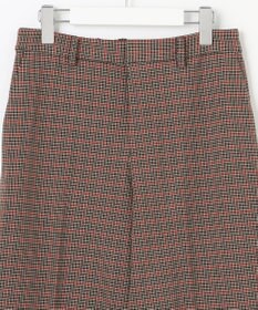 自由区 【洗える/撥水加工】TRギャバ チェック ワイドクロップドパンツ