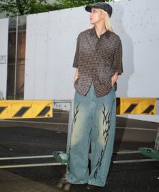 WEGO 【ユニセックス着用ITEM】ブリーチチェックロゴシャツ（SS）