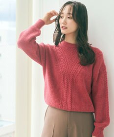 ANY SIS 【洗える】フロントケーブルポイントアンゴラブレンド ニット