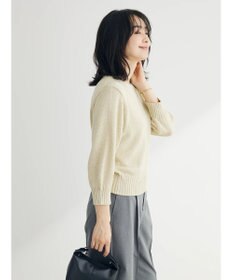 Green Parks ラメ５分袖コンパクトニットプルオーバー