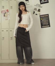 WEGO リボンヘムオープンショルロンT