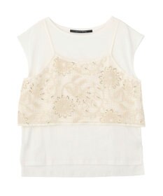 YECCA VECCA 【2点SET】刺繍メッシュキャミセットコットンTee