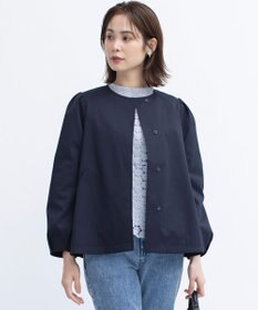 組曲 S コットンライクツイル ノーカラーショート丈コート