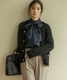 組曲 S 【WEB限定】スノーネップツイード ニットジャケット