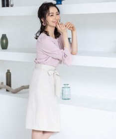 Tiaclasse 【洗える】快適な履き心地のダブルクロスセミタイトスカート