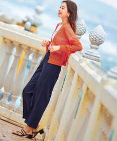 Tiaclasse 【日本製・洗える】麻調ワイドパンツ