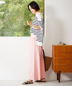 自由区 L 【洗える】ライトフィールジャージータックワイド パンツ