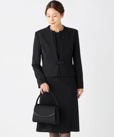 自由区 FORMAL 【ウォッシャブル対応】ドビーボーダーリボン ジャケット+ワンピース