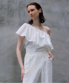 NAVE 【Nave・洗える/撥水/ストレッチ素材】ライトタフタ ワンショルダーブラウス