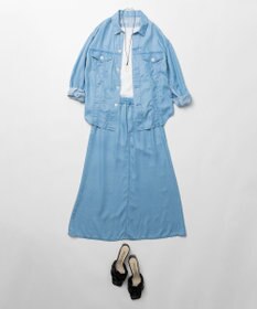 自由区 L 【セット可/洗える】テンセルデニム ロングスカート