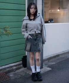 WEGO デニムプリーツミニスカート