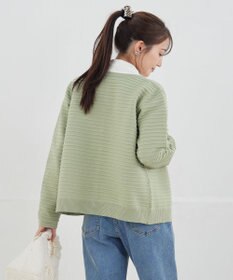 Tiaclasse 【洗える】ボーダー編みニットカーディガン