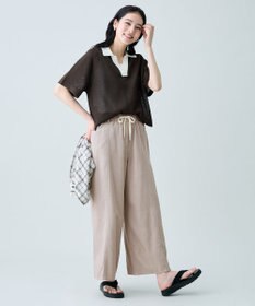 ANY ラミータッチバイカラーポロ衿スキッパーニット