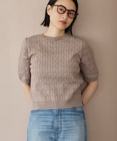 AMERICAN HOLIC ケーブル5分袖ニットプルオーバー