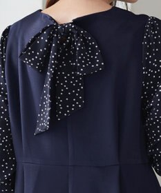 Tiaclasse L ドット柄コンビバックリボンタックワンピース