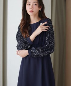 Tiaclasse L ドット柄コンビバックリボンタックワンピース