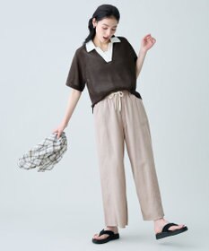 ANY ラミータッチバイカラーポロ衿スキッパーニット
