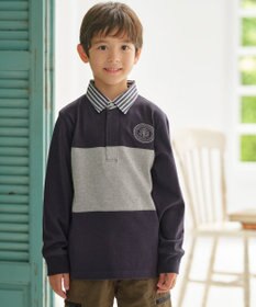 J.PRESS KIDS 【140-170cm】襟ストライプ ブロッキングポロシャツ