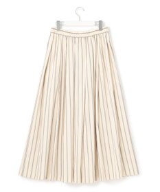 23区 L 【SLOW/洗える】コットンナイロンストライプ タックフレア スカート