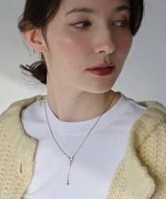 Phoebe 【金属アレルギー対応】ラディアンスビジューYラインネックレス　シャンパンゴールド