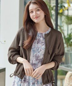 Tiaclasse メッシュジャガードノーカラーブルゾン