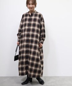 AMERICAN HOLIC バンドカラーチェックシャツワンピース