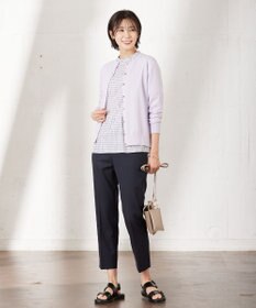 J.PRESS LADIES 【洗える】 セルロースチェック スタンドカラー ブラウス