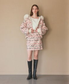 GRACE CONTINENTAL ツイードコンビショートブルゾン