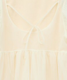 earth music&ecology ＳＥＴ２点チュールバルーンブラウス＋ロゴタンク