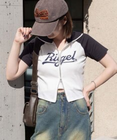 WEGO ダブルジップワッペンロゴラグランT