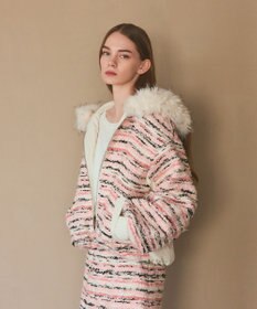 GRACE CONTINENTAL ツイードコンビショートブルゾン