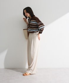 Green Parks 衿付き７分袖ニットプルオーバー
