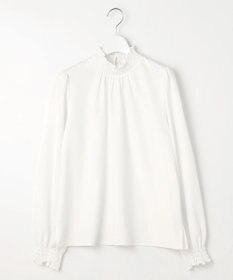 Feroux 【洗える】スタンドネックギャザー ブラウス