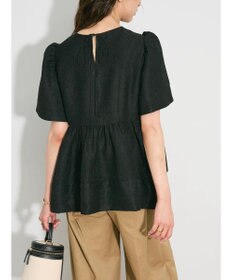 Green Parks パフスリーブジャガードペプラムブラウス