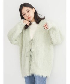 earth music&ecology 起毛リボンニットカーディガン