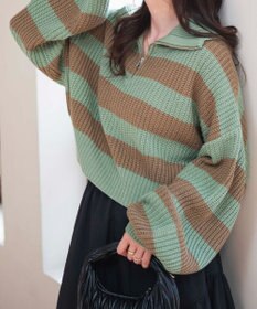 WEGO ハーフジップショートニットプルオーバー