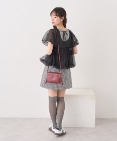 earth music&ecology ＳＥＴ２点チュールバルーンブラウス＋ロゴタンク